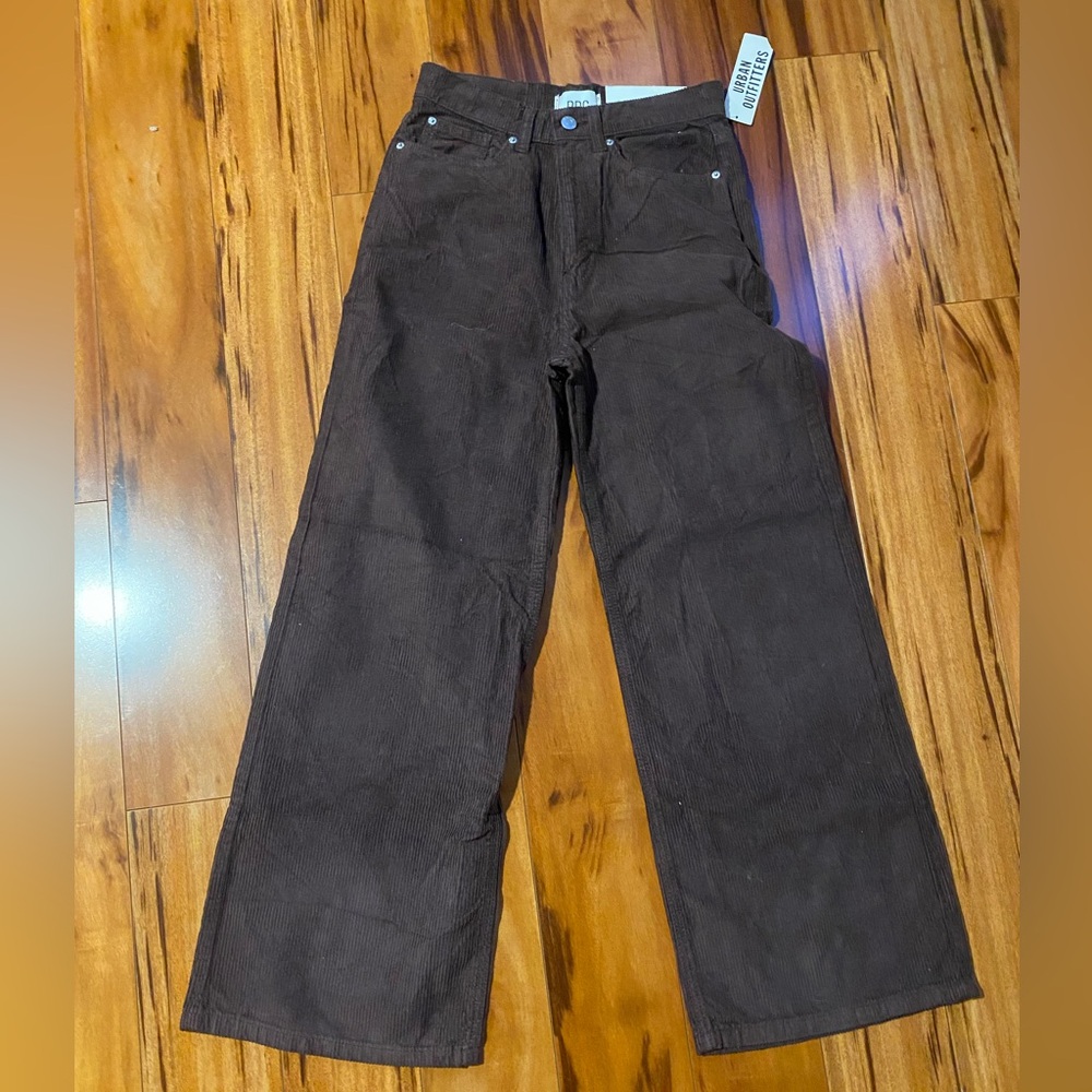 NWT Urban Outfitters BDG High & Wide Corduroy Pants 25 X 27.5 Chocolate Brown